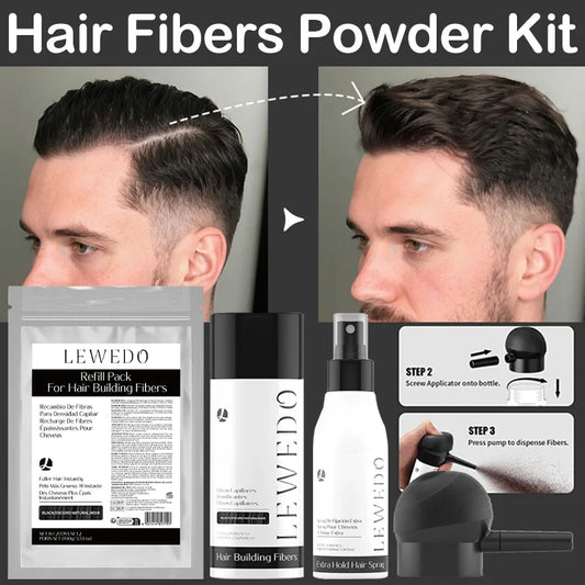 LEWEDO Keratin Hair Fiber Kit – Powder, Refill & Spray Applicator Hair Fiber Kit Oasis Select