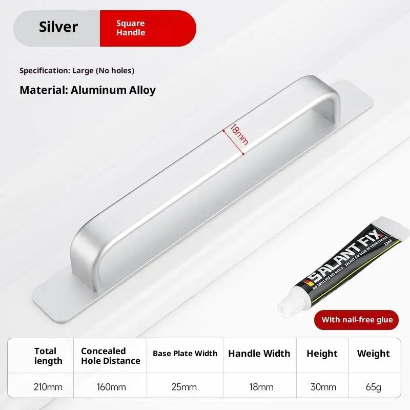 Drill-Free Adhesive Aluminum Door Handle for Sliding Doors