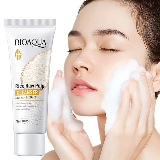 BIOAQUA Rice Raw Pulp Foaming Facial Cleanser 100ml Foaming Facial Cleanser Oasis Select