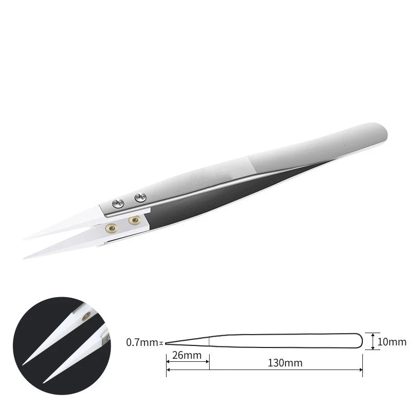 Ceramic Tip Stainless Steel Tweezers | Heat-Resistant Soldering