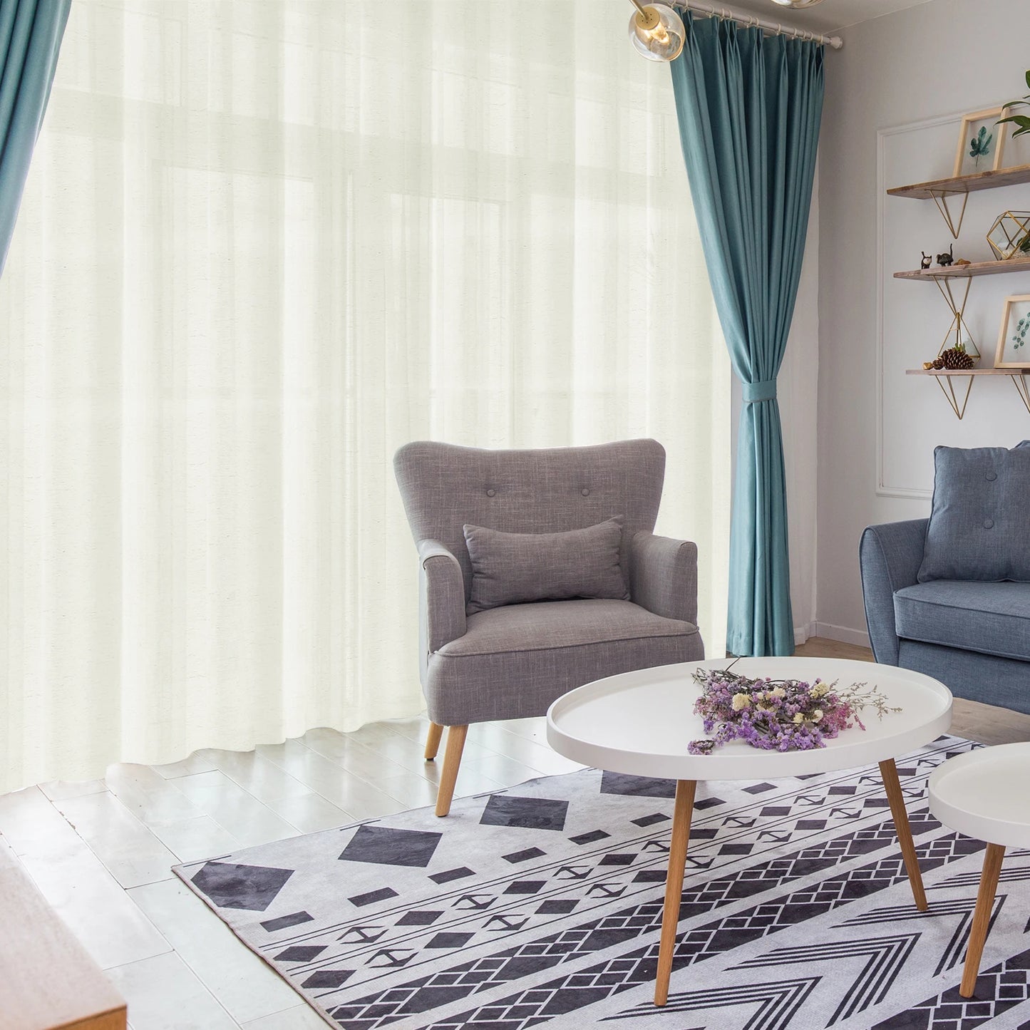 Linen Sheer Curtains Natural Sheer Curtains for Bedroom Living Room Kitchen Light Filtering Country Rustic Window Curtain Panels Peaceful Pleasures Health and Wellness