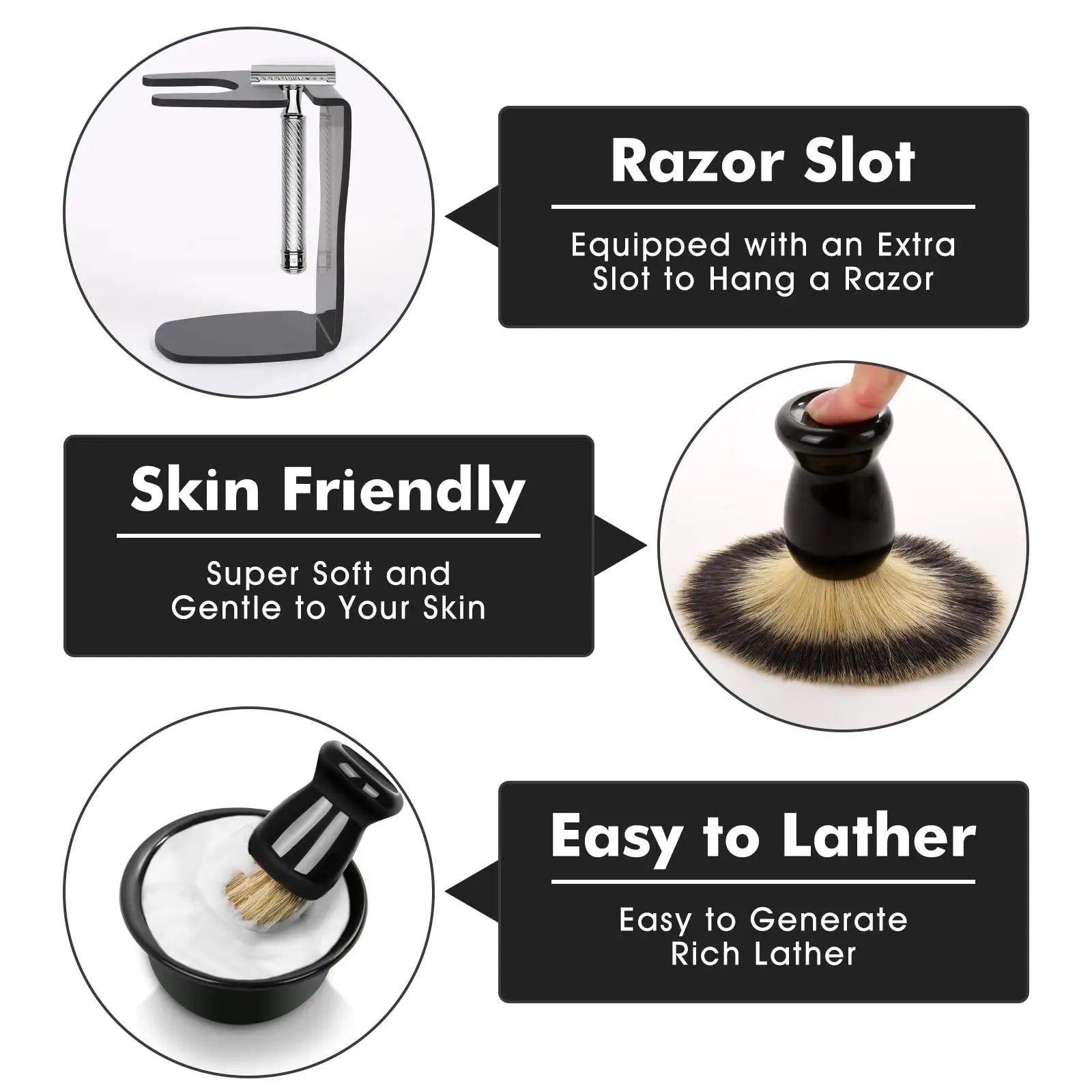 3 In 1 Mens Shaving Brush Bowl Set Stainless Steel Shaving Bowl Durable New Beauty Design Men Shaving Bowl Mug Brush Soap Dish Peaceful Pleasures Health and Wellness