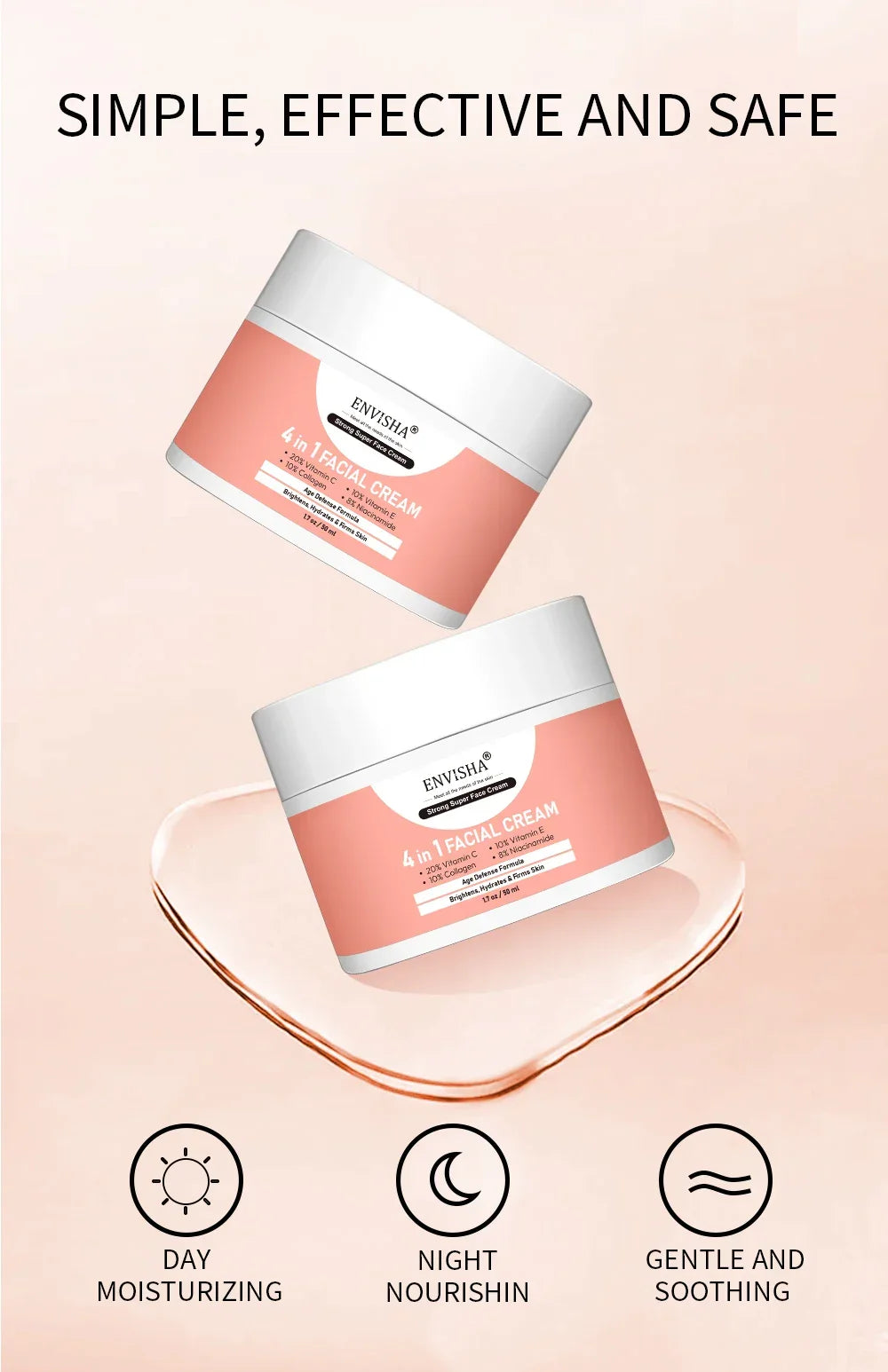 ENVISHA Collagen Face Cream – Niacinamide & Hyaluronic Acid Peaceful Pleasures Health and Wellness
