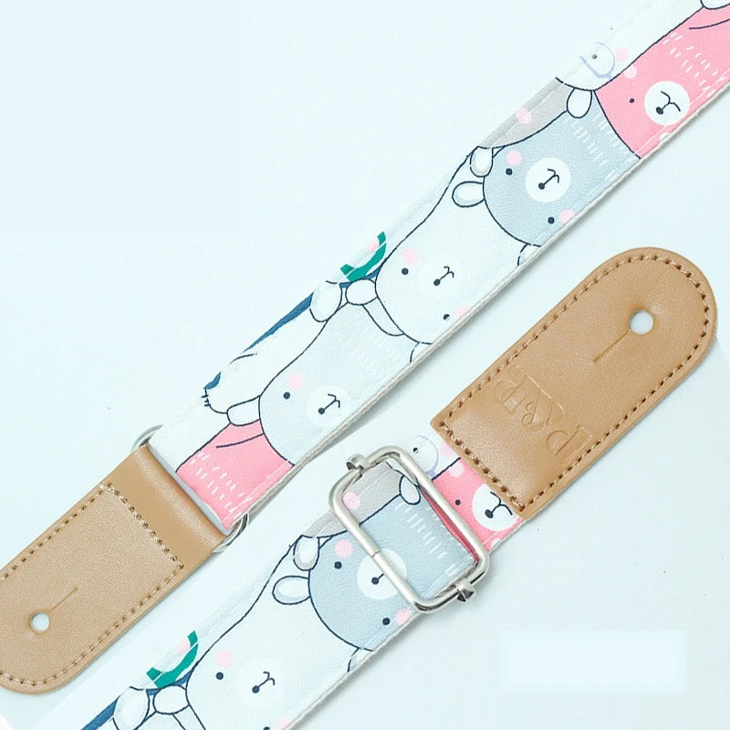 Cute Cartoon Printed Ukulele Strap Adjustable Guitar Belt Shoulder Straps for Ukulele Electric Acoustic Guitar Bass Accessories Peaceful Pleasures Health and Wellness D