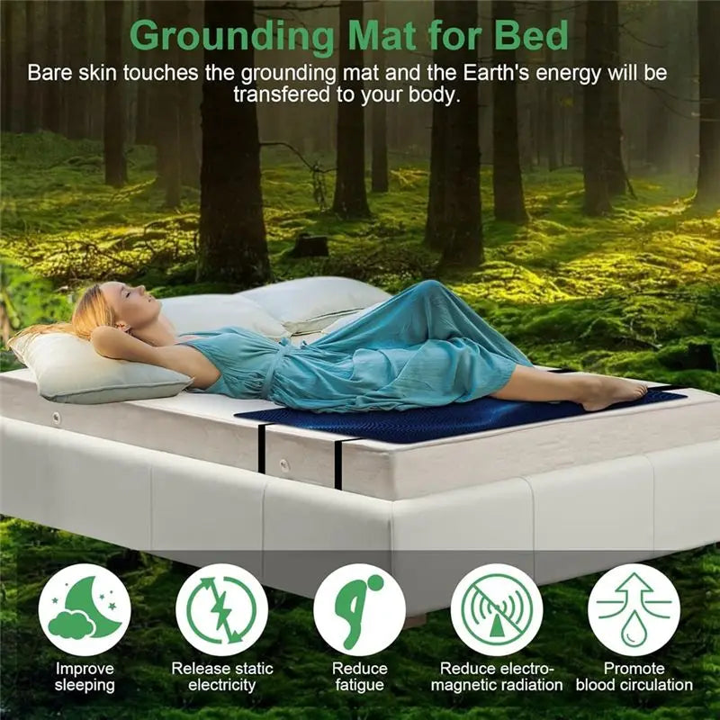 A36T-Grounding Mat For Bed Grounding Pad For Sleep Grounding Mattress With Grounding Cord For Better Sleep, Pain And Stress Reli Peaceful Pleasures Health and Wellness