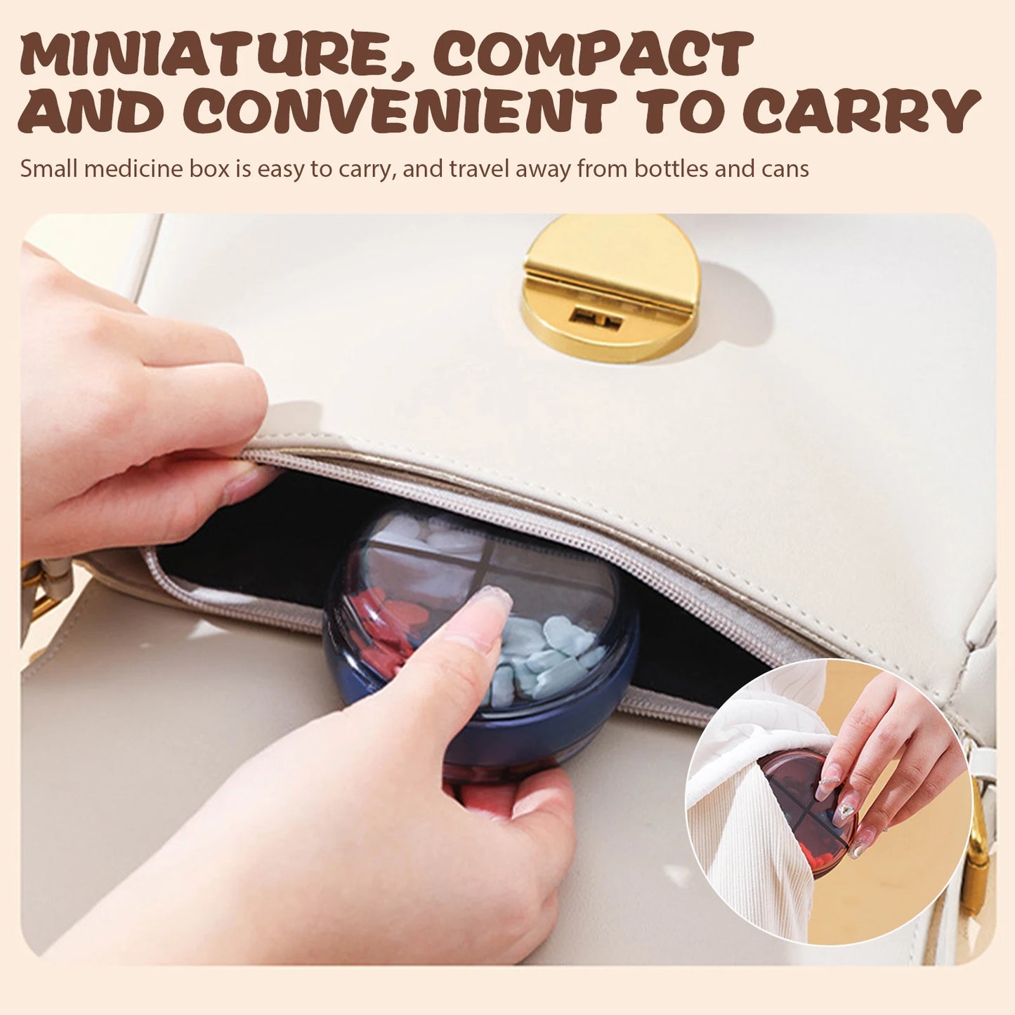 Double compartment pill box Mini portable sealed pill box Dustproof and moisture-proof large-capacity pill carry-on storage box Peaceful Pleasures Health and Wellness