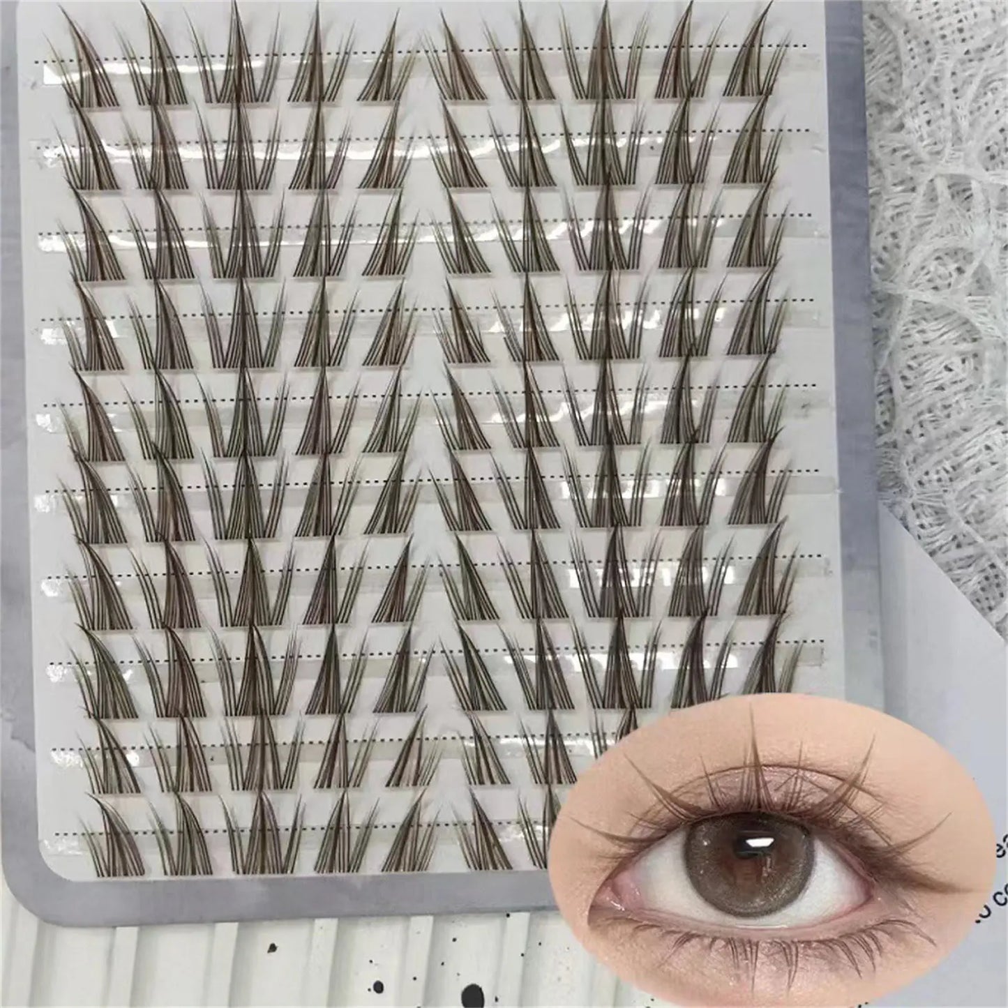 Brown Cluster False Eyelashes – Natural Wispy Volume Lash Extensions