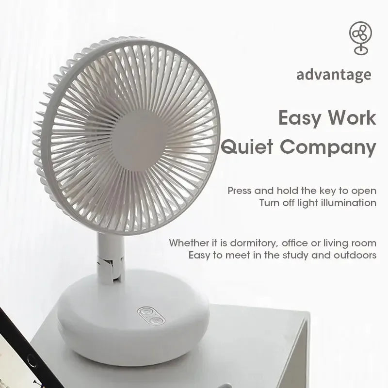 Folding Telescopic Floor Stand Fan Portable 6 Inch USB Rechargeable Adjustable Height Super Quiet 3 Speeds for Bedroom Peaceful Pleasures Health and Wellness