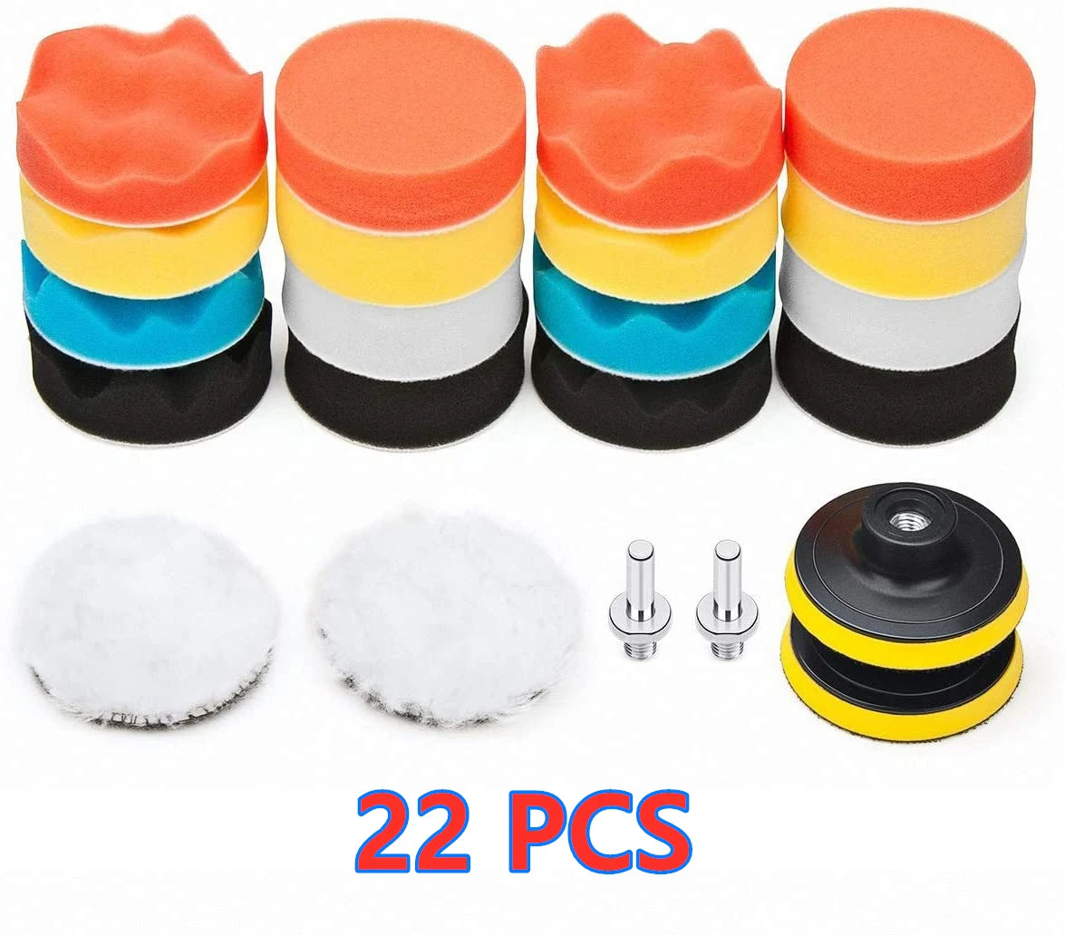Car Polishing Sponge Pad Kit – Foam Buffer for Auto & Moto Peaceful Pleasures Health and Wellness 22pcs