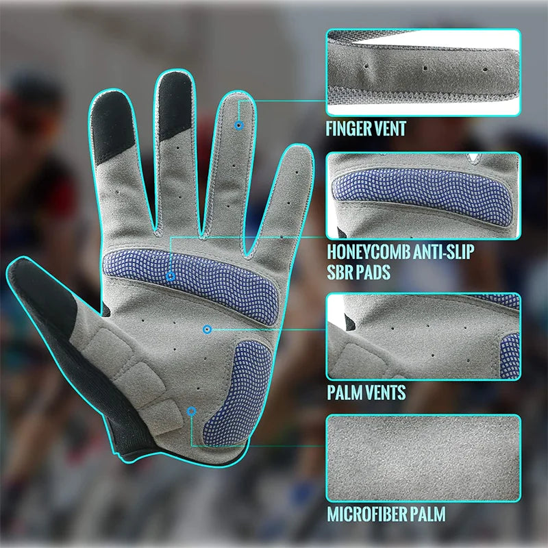 One Pair Unisex Full Finger Outdoor Sports Cycling Gloves Touch Screen Compatible,Anti-slip,Waterproof,Windproof Glove Peaceful Pleasures Health and Wellness