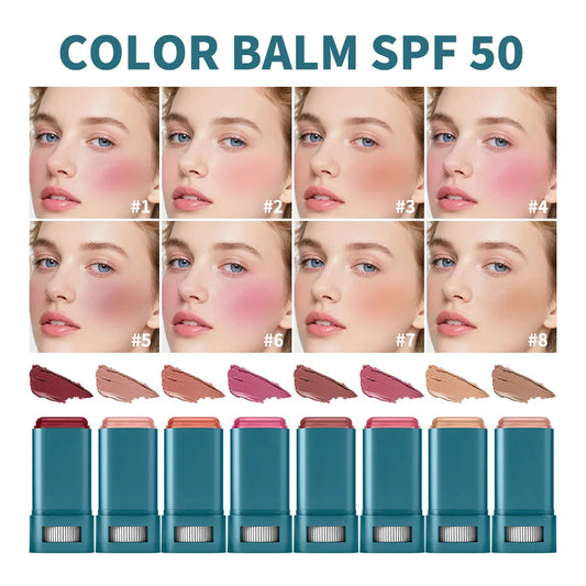 Color Balm SPF 50 Lip & Cheek Tint – 8 Shades Buildable Blush Lip & Cheek Tint Oasis Select