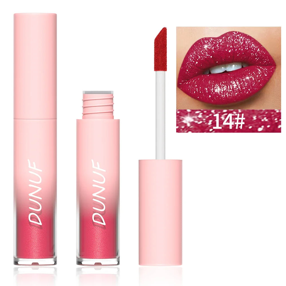 DUNUF Glitter Lip Gloss 18 Colors | Diamond Shimmer Liquid Lipstick