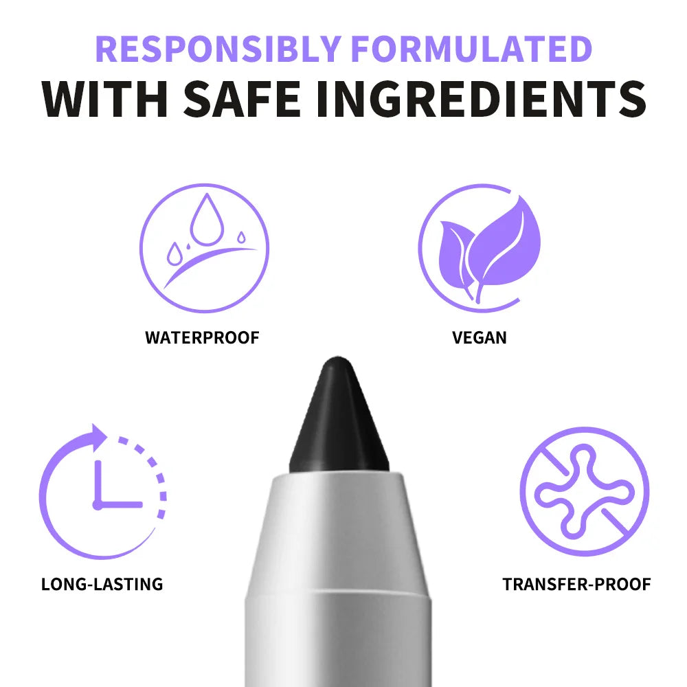 Lakerain Longwear Eyeliner 24h Long-lasting Wear Waterproof Smudge-proof Smooth Precise Application Smokey Eyeliner 12 Color Peaceful Pleasures Health and Wellness