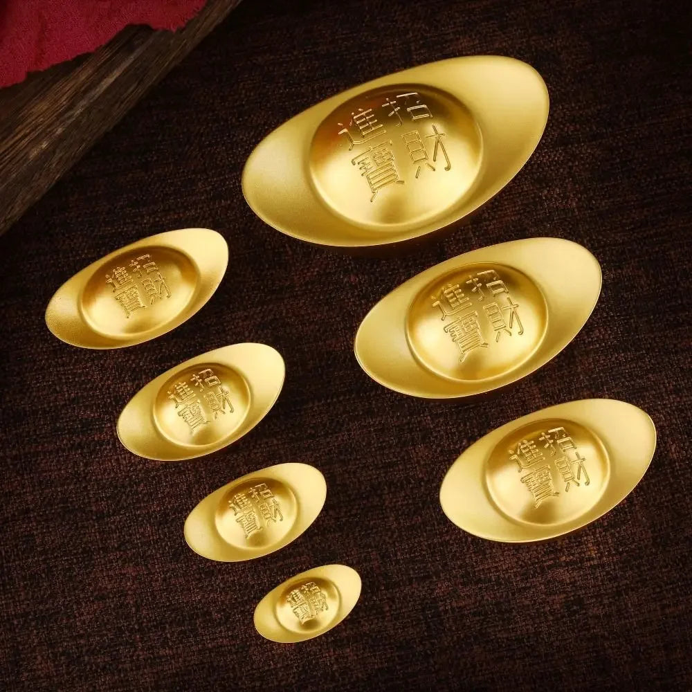Alloy ingots Imitation Gold Antique Attracting Wealth Desktop Ornaments Living room decorations Opening and housewarming gifts Peaceful Pleasures Health and Wellness
