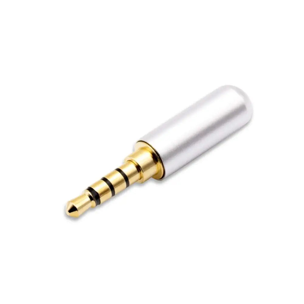 Wire Clamp Earphone Repair 4 Poles Plug Welding Head 3.5mm Male Plug Headphone Jack Plug 3.5mm Audio Connector 3.5 Jack Adapter Peaceful Pleasures Health and Wellness Frosted silver