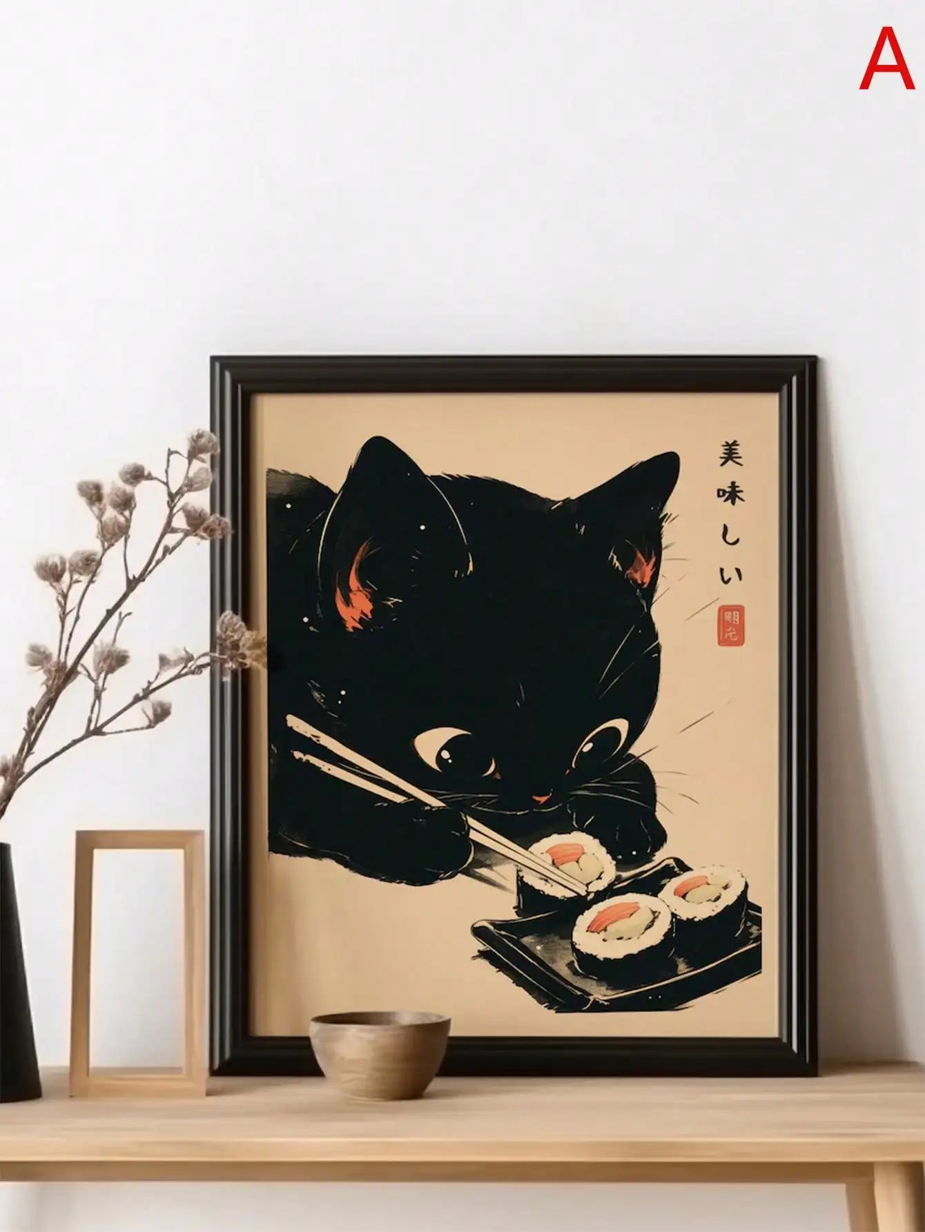 Funny Cat Ramen Sushi Canvas Poster | Japanese Wall Art Canvas Art Poster Peaceful Pleasures Health and Wellness