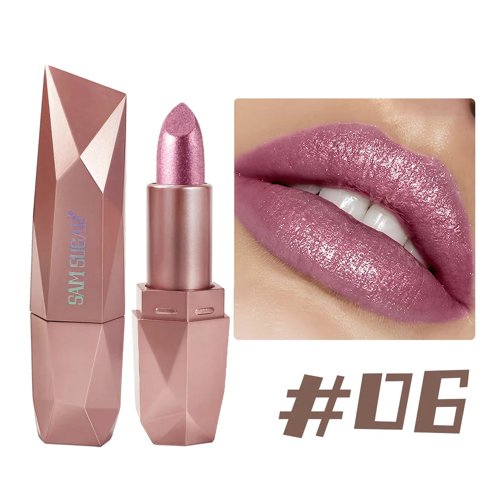 SAM SUGAR Diamond Glitter Lipstick – Metallic Pearlescent Shine