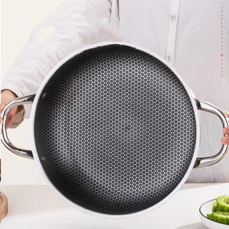 CHANSUNRUN 28cm Stainless Steel Honeycomb Nonstick Frying Pan