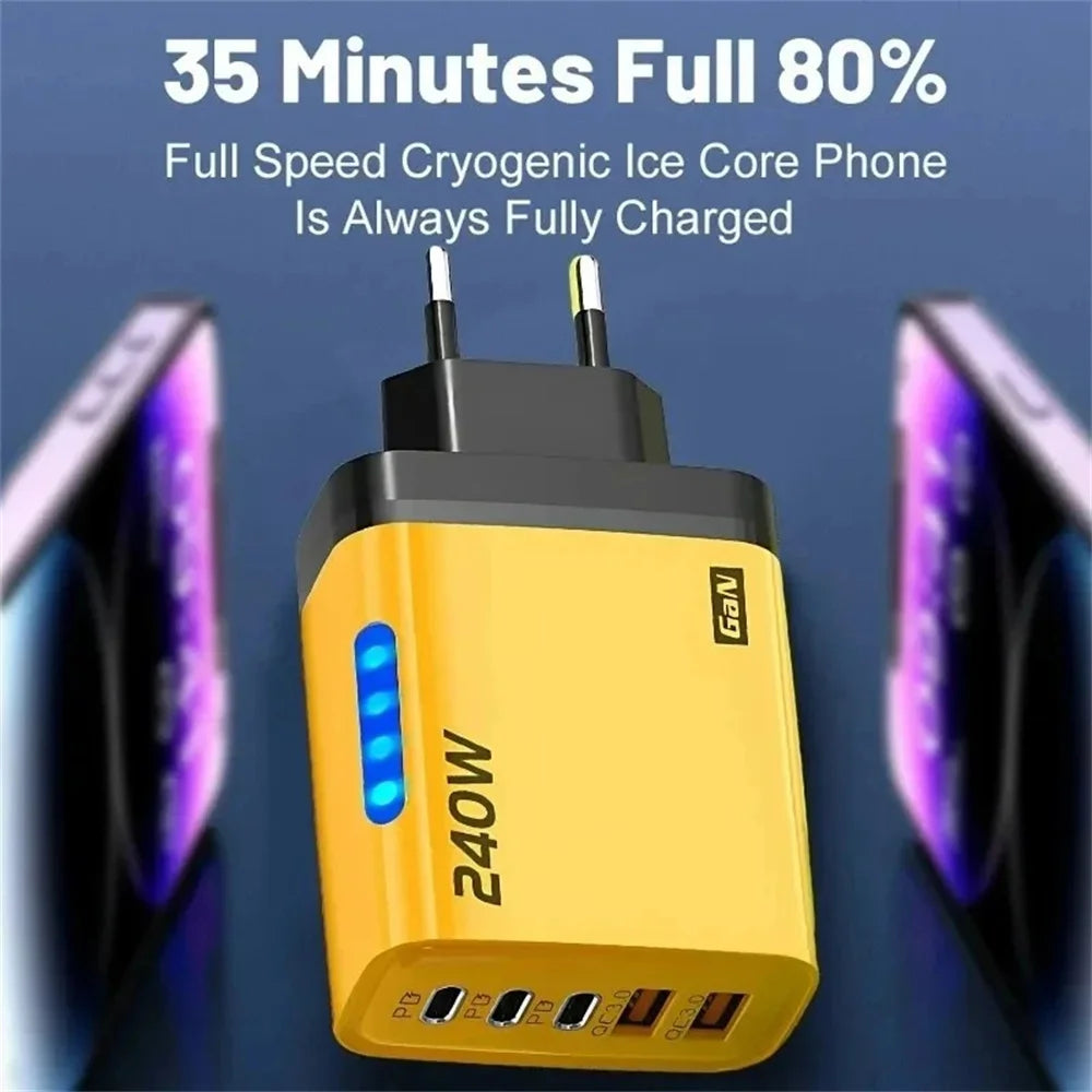 240W GaN Desktop Charger 5-in-1 | 3 USB-C PD + 2 USB-A Ports
