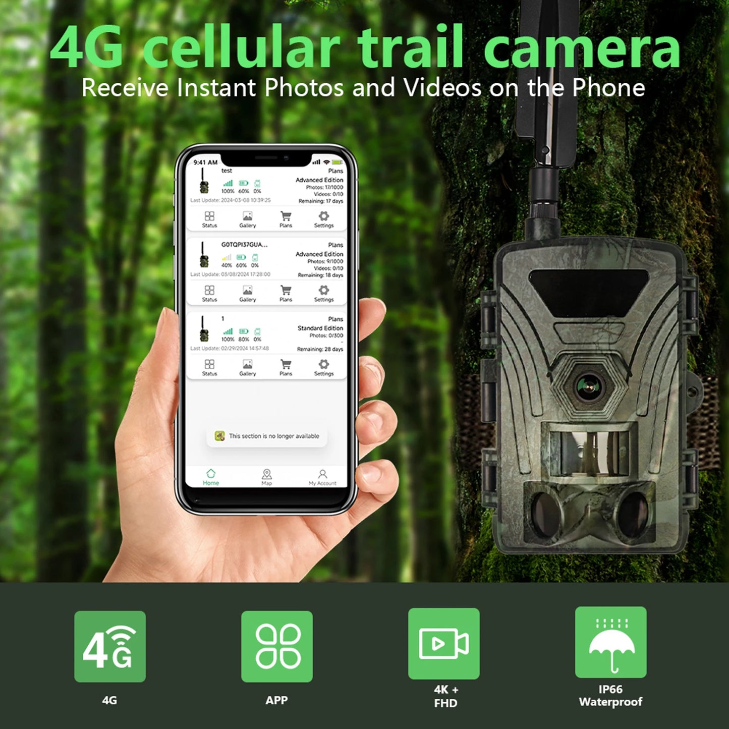Fast Trigger Wildlife Camera Infrared Night Vision Trail 4K Hunting