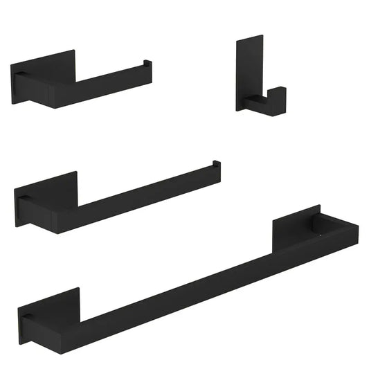 Black No-Drill Bathroom Hardware Set – Towel Bar & Robe Hook Bathroom Hardware Set Peaceful Pleasures Health and Wellness
