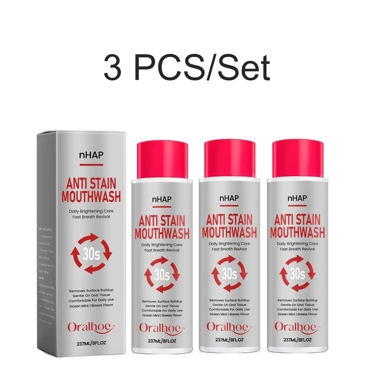 nHAP Whitening Mouthwash – Anti-Stain & Fresh Breath 237ml