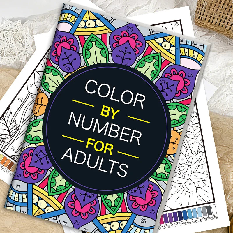32 Pages Number Mandala Coloring Book Adults Relaxation Stress Relief