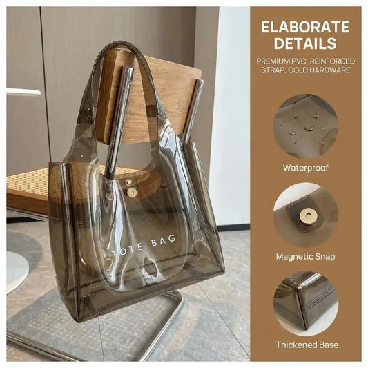 Women's Clear PVC Transparent Shoulder Tote Bag | Daily Commute Transparent Shoulder Bag Oasis Select