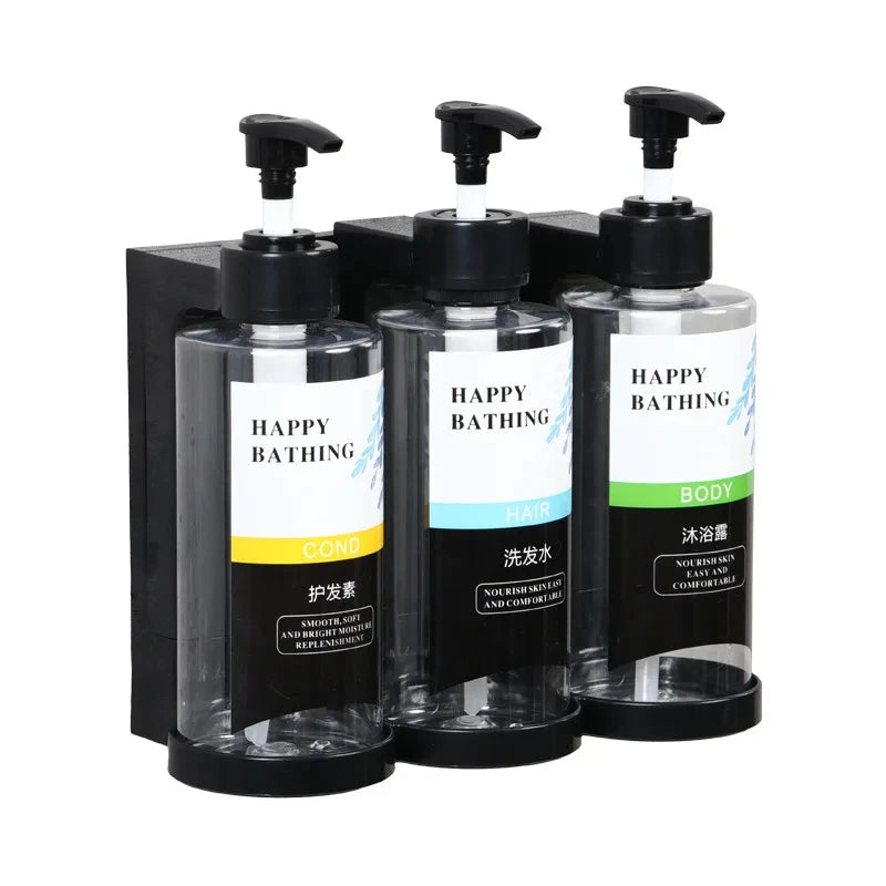 Wall-Mounted Manual Soap Dispenser Set – No-Drill Bottles