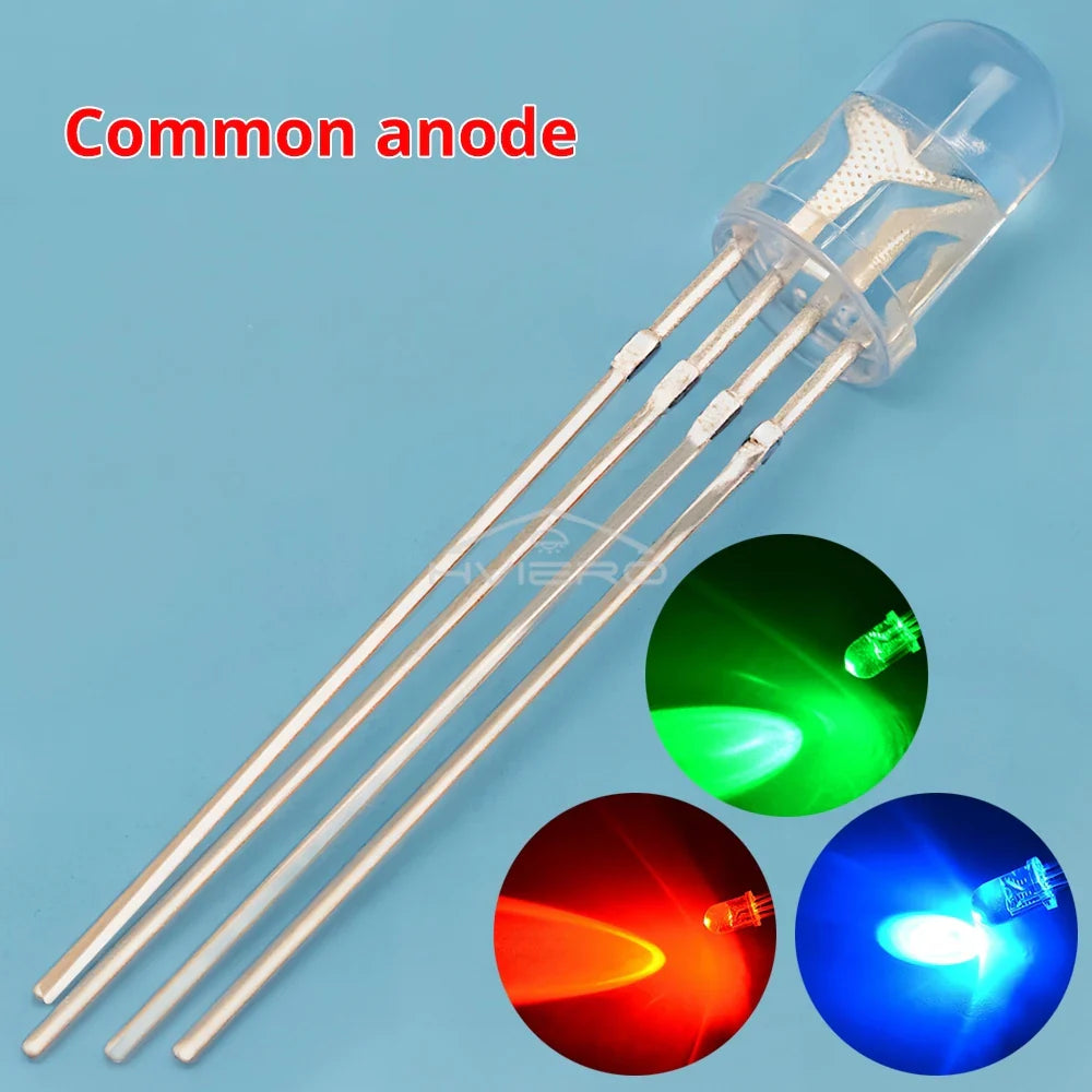 5mm RGB LED Diodes 100/500/1000pcs – Tri-Color Water Clear