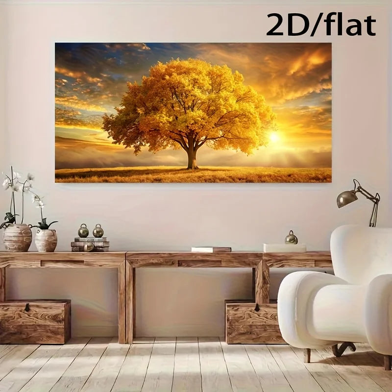 Golden Tree of Life Canvas Wall Art | Modern Unframed Poster Canvas Wall Art Peaceful Pleasures Health and Wellness