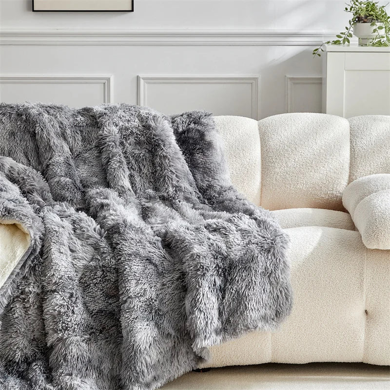 Fluffy Fuzzy Faux Fur Throw Blanket for Couch Sofa Bedroom Blanket for Bed Lightweight Thermal Blanket Warm Blankets for Winter Peaceful Pleasures Health and Wellness Blanket Gray B 200X230cm