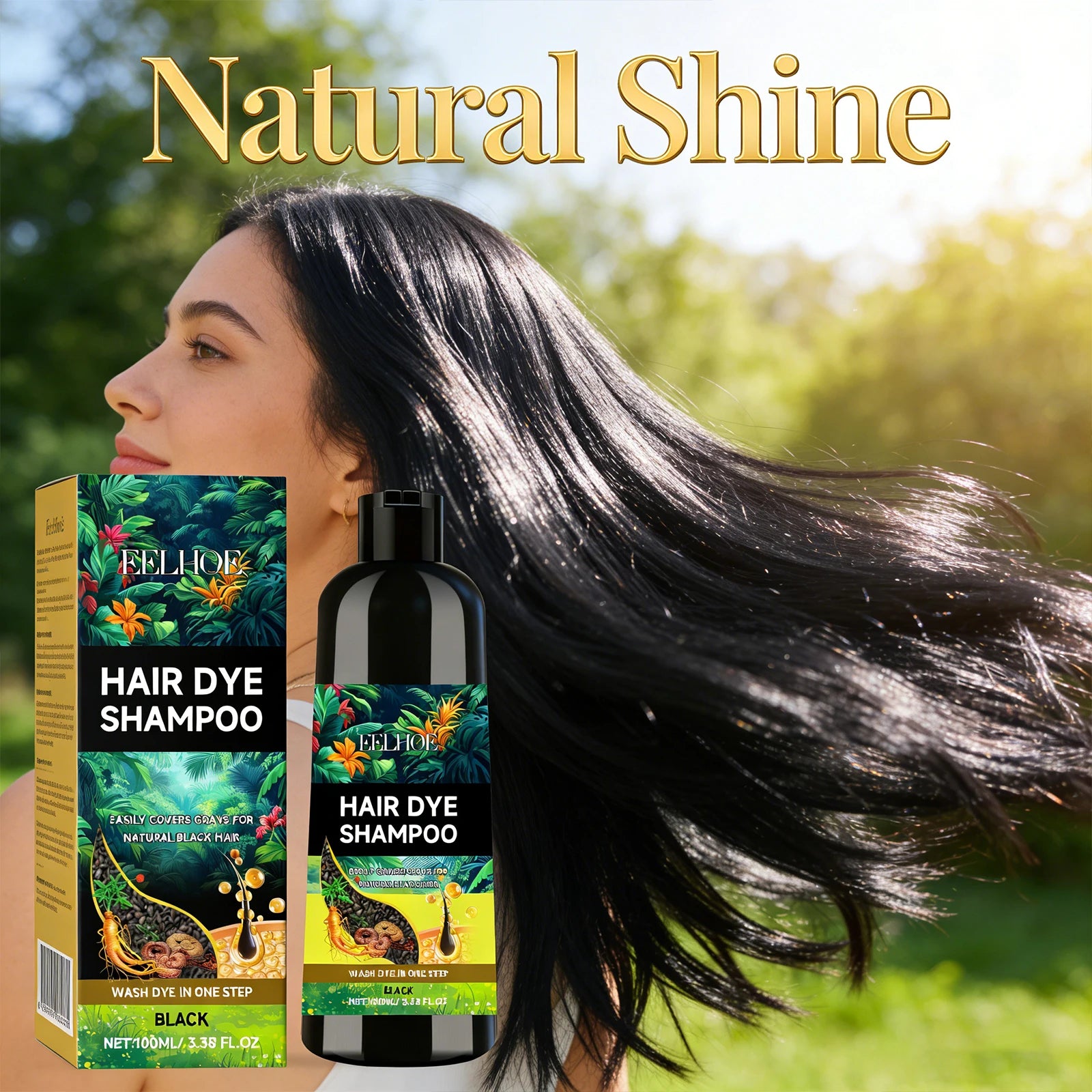 Black Hair Dyeing Shampoo Covering White Hair Enhancing Hair Shine Nourishing Root Beauty Hair Moisturizing Hairdressing Shampoo Peaceful Pleasures Health and Wellness