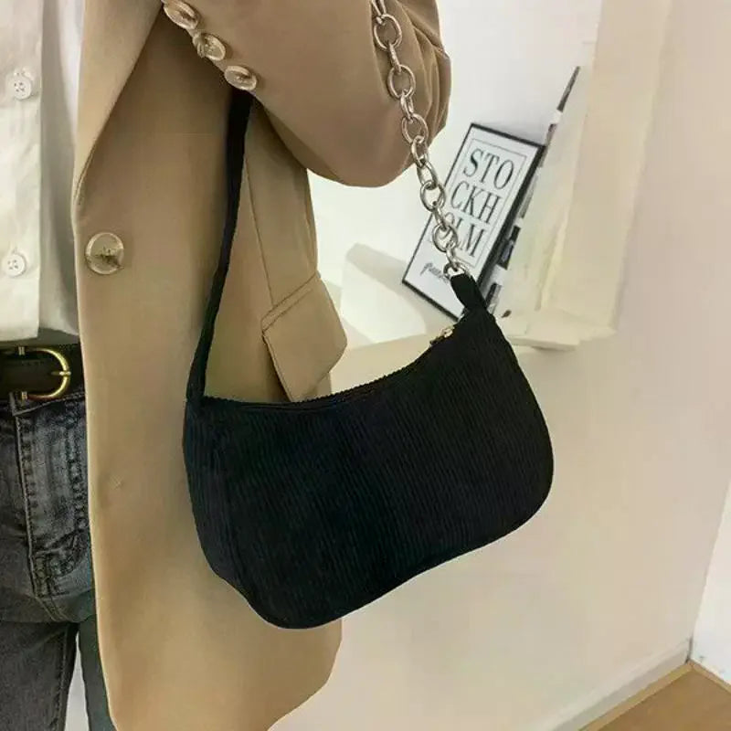 Women's Corduroy Underarm Bag | Small Square Shoulder Bag
