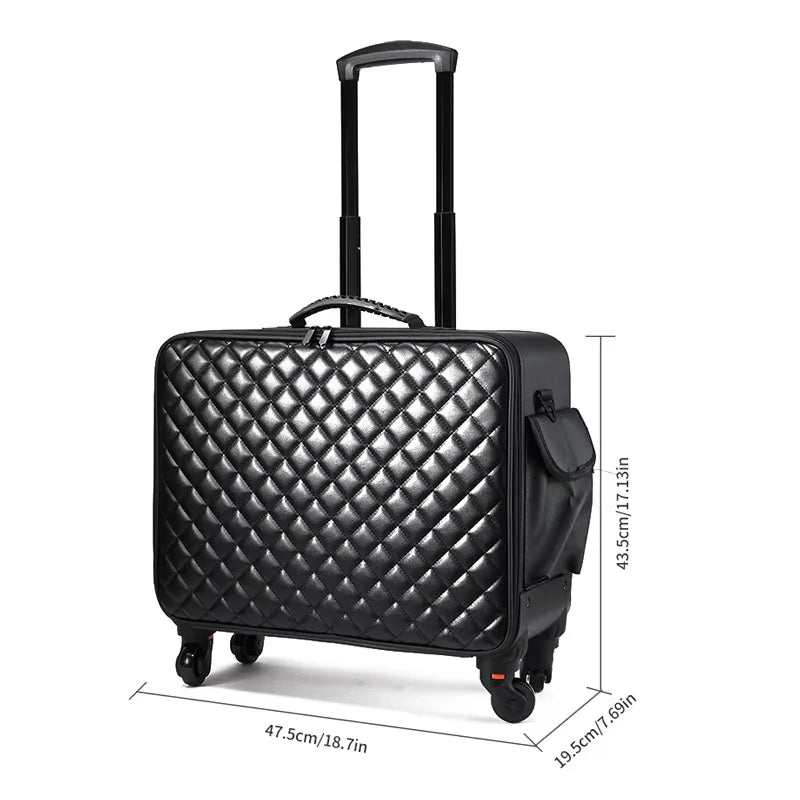 Rolling Suitcase for Artists Travel Makeup Artist Bag Luggage Cosmetic Brush Storage with Wheels Beauty Tool Organizer Peaceful Pleasures Health and Wellness Beige