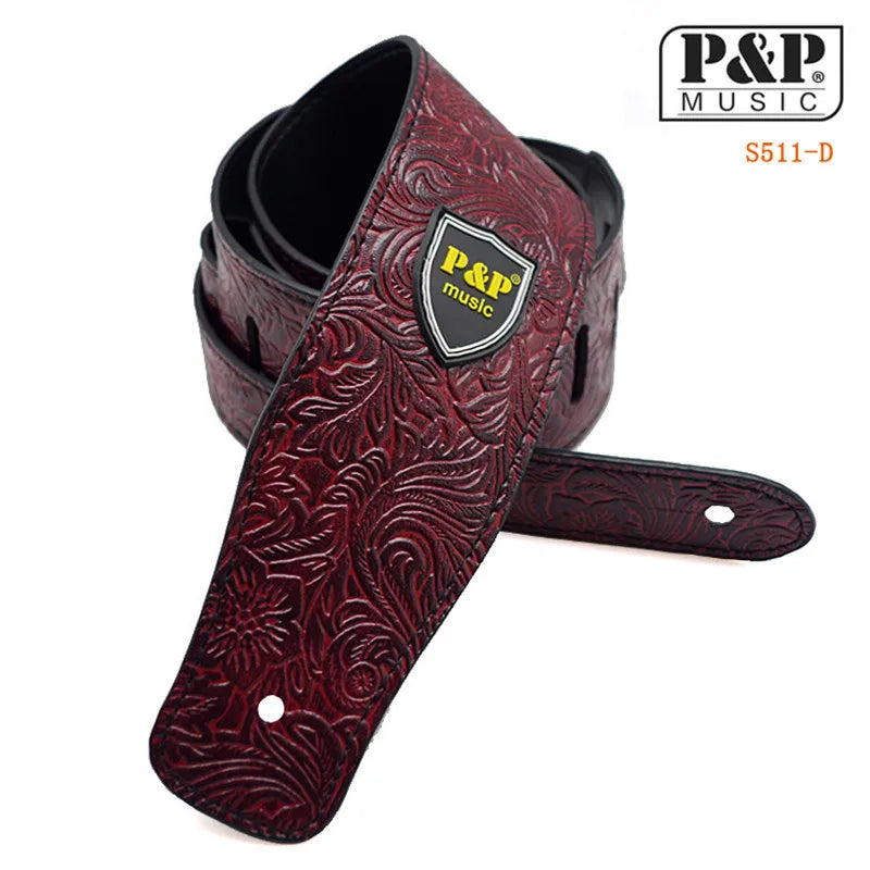 Pvsp Leather Guitar Strap Acoustic Electric Folk Guita Solid Durable