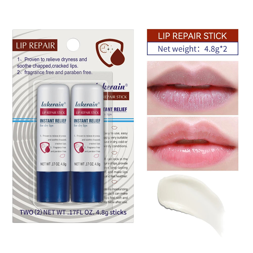 2pcs Lip Repair Stick Moisturizing Lip Balm Pack for Dry Chapped Lips Relief Hydrating Lip Care Lipstick Base Skincare Peaceful Pleasures Health and Wellness