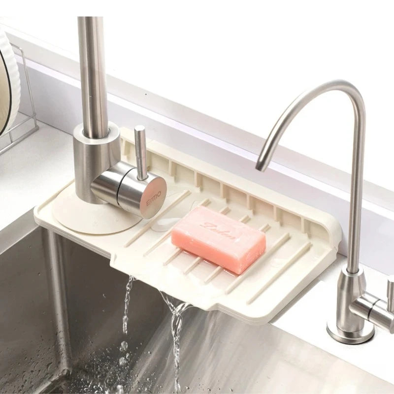 New Silicone Faucet Drain Side Hole Sink Slope Diversion Dishwasher Splash Guard Pad Heat Resistant Kitchen Bathroom Countertop Peaceful Pleasures Health and Wellness