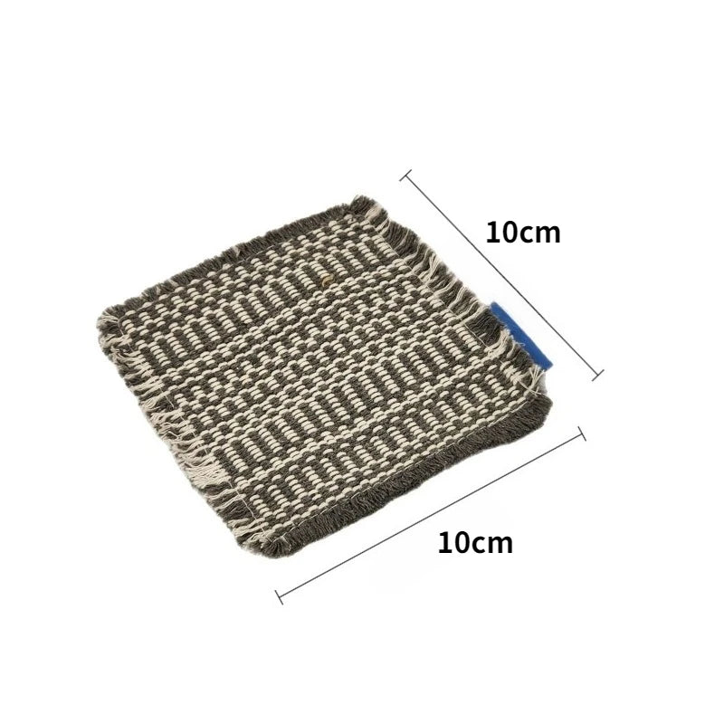 Vintage-inspired, tassel-trimmed woven coasters. checkered square fabric trivets, perfect for coffee, tea, and more Peaceful Pleasures Health and Wellness