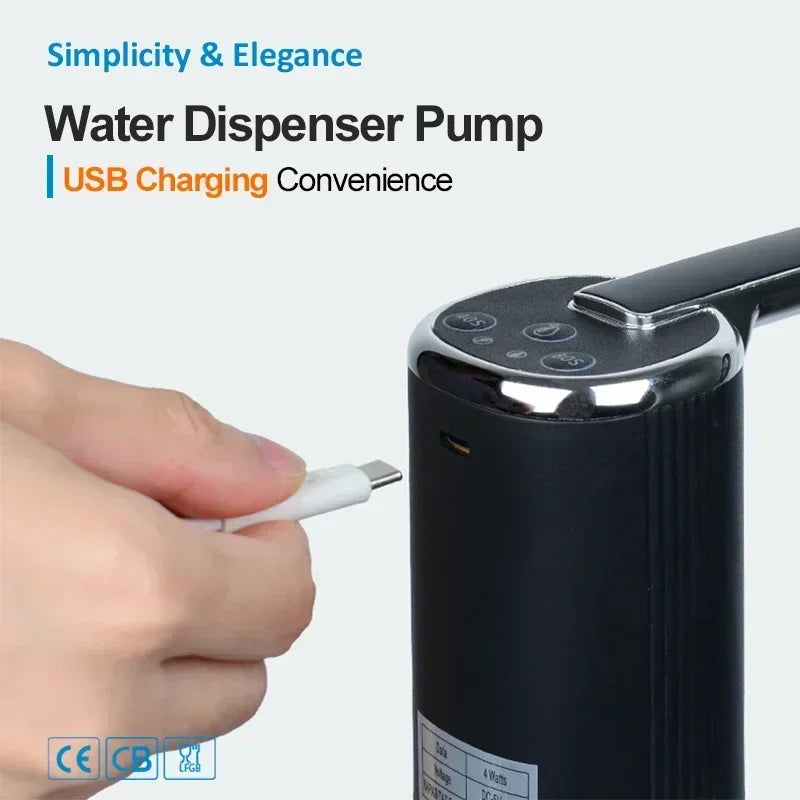 ‌Portable Electric Water Pump Dispenser Foldable USB Rechargeable for 5 Gallon Bottles for Home/Office/Travel Peaceful Pleasures Health and Wellness