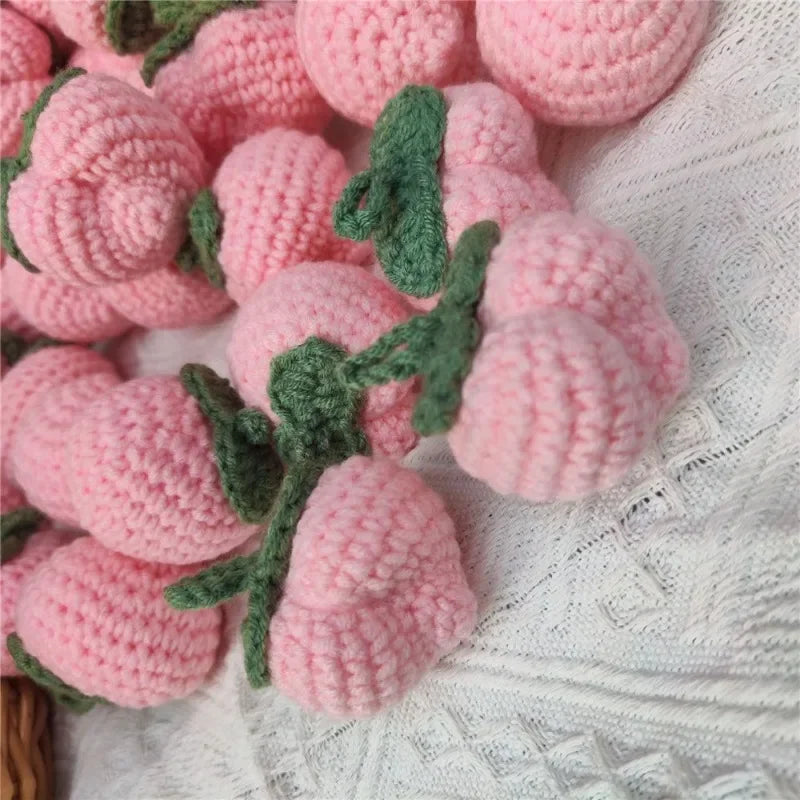 Crochet Peach Ornaments 10-Pack | Handmade Knitted Yarn Crafts