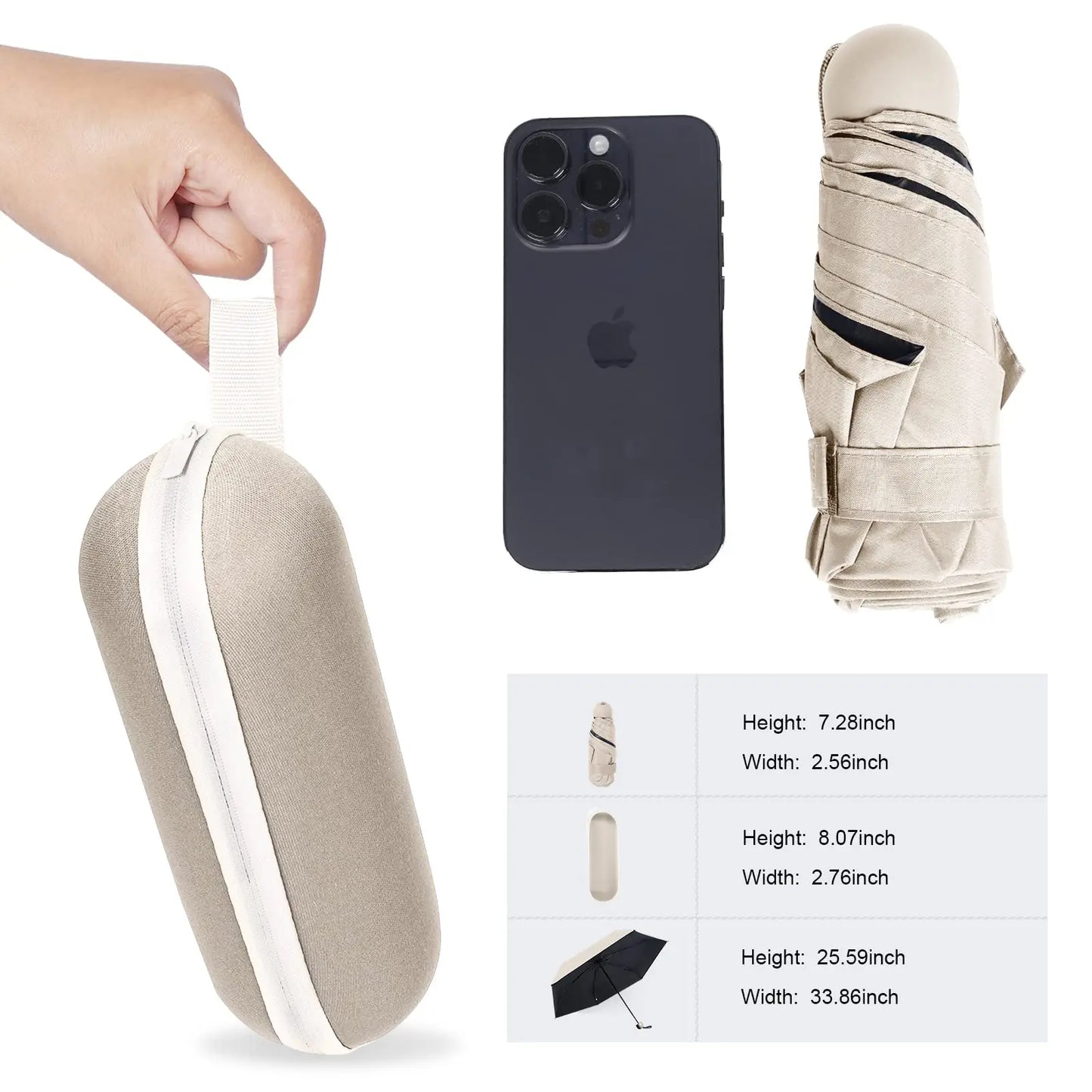 CLOUDIA Mini Folding Umbrella – UV & Rain Protection Compact