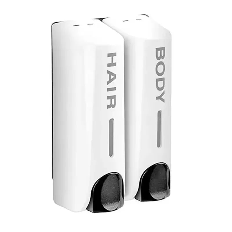 Bathroom Automatic soap dispenser Trio Wall Mounted Shampoo and Conditioner Dispenser, Conditioner Body Wash Dispenser Set Peaceful Pleasures Health and Wellness White two