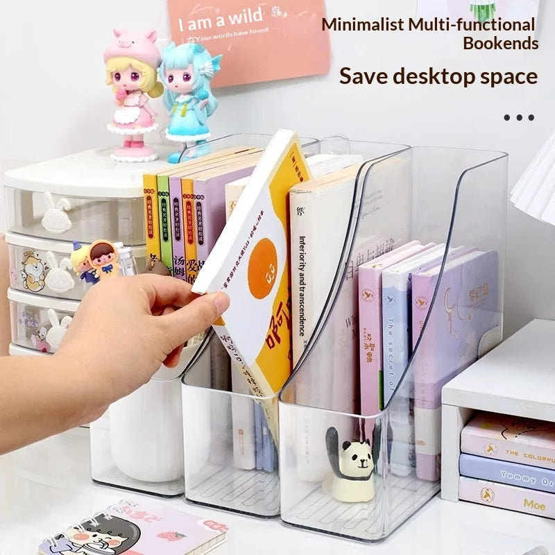 Modern Transparent Acrylic Bookend Desk Organizer for Student Dorm Lightweight Stackable Clear File Holder Desk Organization Peaceful Pleasures Health and Wellness