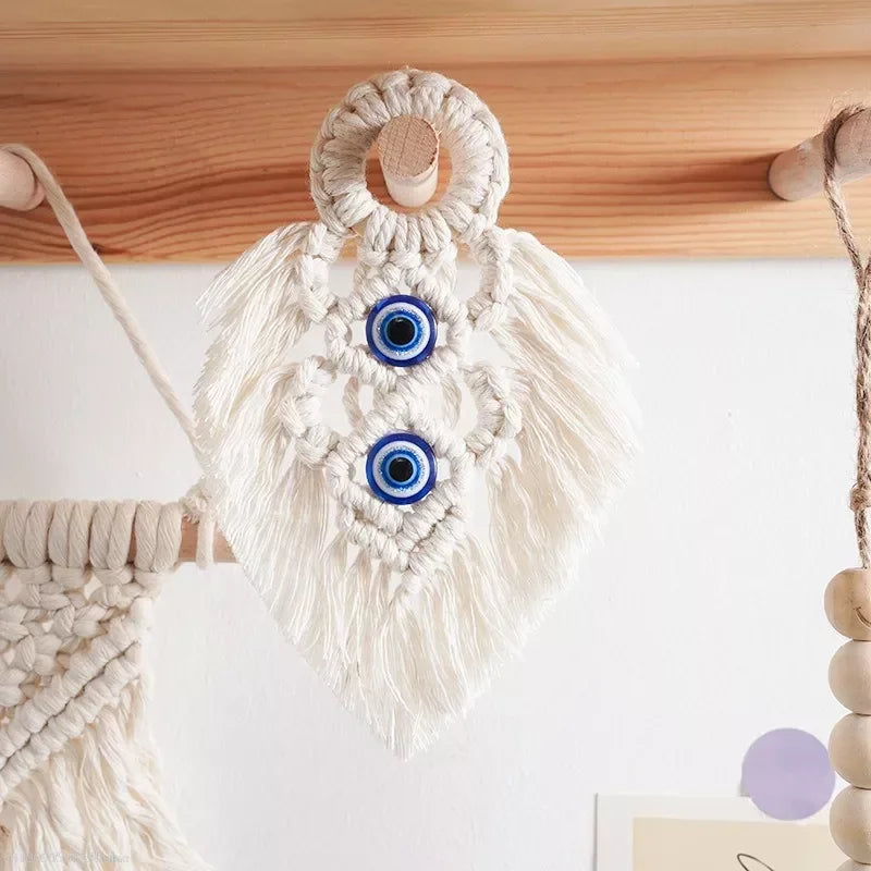 1PCS Bohemian Cotton Rope Wall Hanging, Handwoven Macramé Tapestry Home Decor Wall Art Cotton Handmade Door Handle Hanging Boho Peaceful Pleasures Health and Wellness