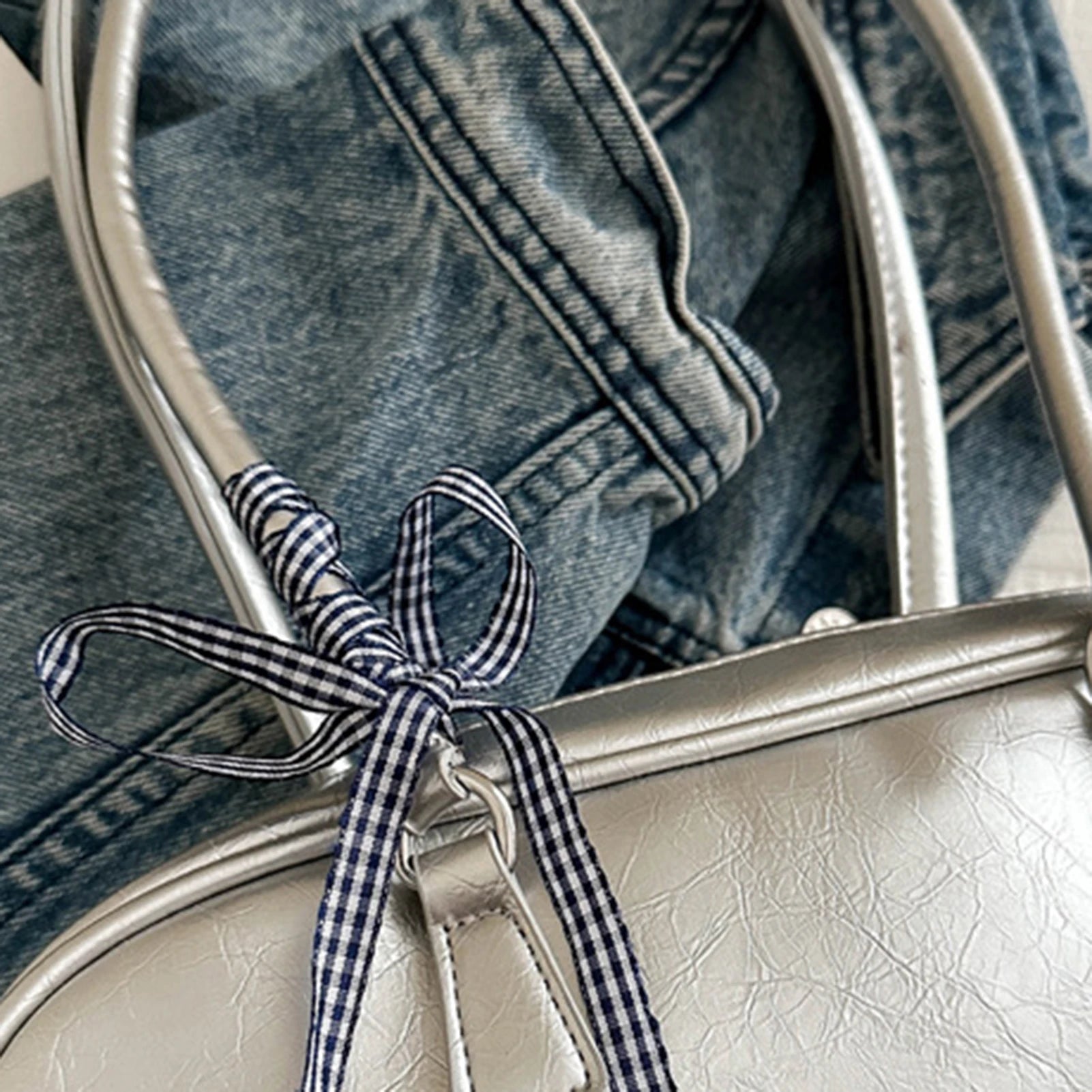 Simple Female Shoulder Bag Korean Version Fashion Bowknot Design Handbag Exquisite Gift for Ladies Birthday Peaceful Pleasures Health and Wellness