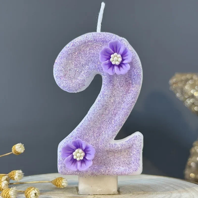 2026 New Cute Purple Flowers 3D Number Cake Candles for Birthday Party Decorations Birthday Decoration Cake Decorating Tools Peaceful Pleasures Health and Wellness 2