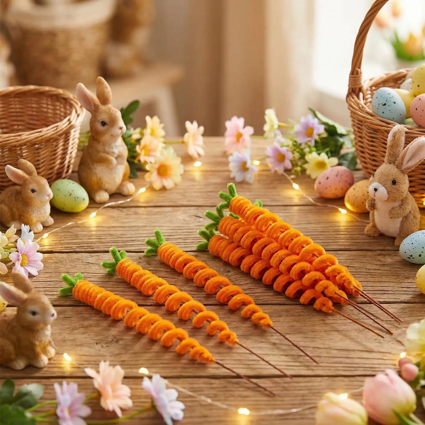 12-Pack Easter Carrot Tree Picks 16" Bendable Spring Ornaments Easter Tree Ornaments Peaceful Pleasures Health and Wellness Orange