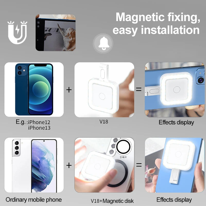 Magnetic Absorption Fill Light Lamp Light Led Mobile Led Light Cell Phone Lighting Led Light Photography Selfie Lighting Camera Peaceful Pleasures Health and Wellness