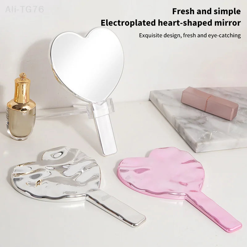 Heart Handle Handheld Makeup Mirror – HD Vanity Mirror